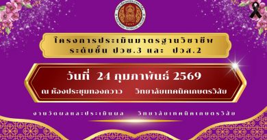 โครงการประเมินมาตรฐานวิชาชีพ ระดับชั้นปวช.3และปวส.2 ประจำปีการศึกษา 2568